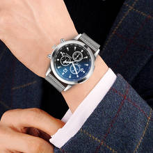 Роскошные мужские кварцевые часы, модные мужские Аналоговые часы из нержавеющей стали с синим излучением, ограниченный выпуск, минималистичные мужские часы 2024 - купить недорого