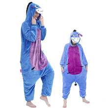 Winter Women Men Unisex Adults Cute Cartoon Donkey Animal Pajamas Female Flannel Sleepwear Pajamas Sets Kids Pyjamas Onesies 2024 - buy cheap