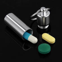 Caja de pastillas en forma de cápsula, contenedor de tableta de aluminio impermeable, soporte de medicina, llavero al aire libre, portátil, herramientas divisoras 2024 - compra barato