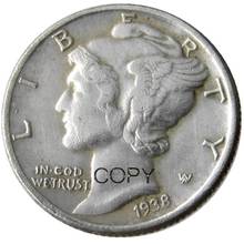 US Mercury Dime 1938 PSD Silver Plated Copy Coins 2024 - buy cheap