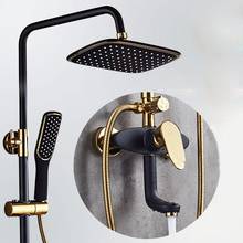 Conjunto de chuveiro em bronze, preto e dourado, estilo ocidade, misturador, banheiro, imitação retrô 2024 - compre barato