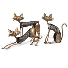 1PCS Metal Sculpture Iron Art Cat Spring made cat Handicraft Crafting Decoration Home Furnishing Ornaments 2024 - buy cheap