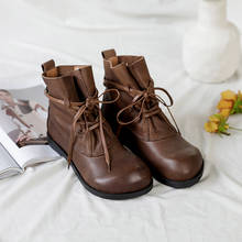 Tayunxing novo sapato feminino de couro bovino, feito a mão, primavera e outono, salto baixo, com cadarço, retrô, confortável, 9952 a 1 2024 - compre barato