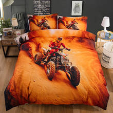 Yellow 3D Bed Linen Motorcycle Racing Bedding Set King Size Duvet Cover Sets Single Kids Children Quilt cover with Pillow Sham 2024 - buy cheap