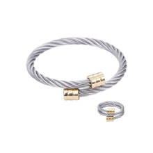 Chran cabo trançado de aço inoxidável com fio, conjunto de anéis de marca joias e acessórios femininos 2024 - compre barato