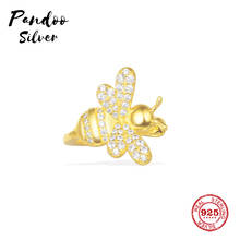 Pandoo Fashion Charm Sterling Silver Original 1:1 Replica,Single Yellow Silver Bumble Clip Earrings Jewelry Gift For Female 2024 - buy cheap