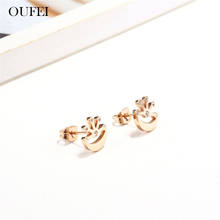 OUFEI Rose Gold Crown Earrings For Women Charm Stainless Steel Jewelry Woman Vogue 2019 Jewellery Accessories Free Shipping 2022 - buy cheap