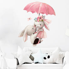 Cartoon Umbrella Cute Rabbit Wall Stickers for Kids Room Nursery Decoration Mural Girls Bedroom Decor Wall Decals Wallpaper Pvc 2024 - buy cheap