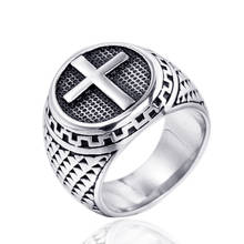European and American trend personality stainless steel retro cross ring jewelry 2024 - buy cheap