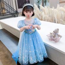 Verão azul meninas neve rainha traje com capa para crianças natal fantasia elza vestido de halloween feriado menina crianças roupas 2024 - compre barato