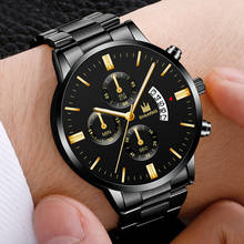 2019 moda relógio de quartzo popular masculino caucial aço inoxidável dial banda relógio de pulso data relgio de homem 2024 - compre barato