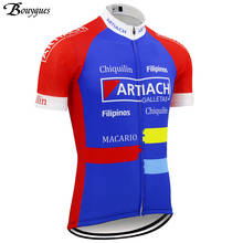 Maillot de Ciclismo profesional para hombre, Maillot de manga corta, azul y rojo, ropa clásica para bicicleta de montaña y carretera 2024 - compra barato