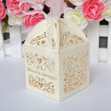 Ivory Color Elegant Love Vines Laser Cut Customized Wedding Favour Boxes 2024 - buy cheap