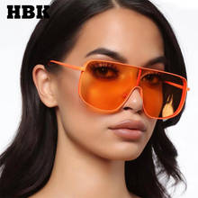 HBK-gafas de sol Vintage de una pieza para hombre y mujer, lentes coloridas de gran tamaño, de viaje, color rojo, UV400, marco dorado de gran tamaño 2024 - compra barato