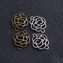 16PCS 18*24mm  NewTwo Color Charm Plant Hollow  Flower Connector Electroplating Pendant DIY Jewelry Handcraft 2024 - buy cheap