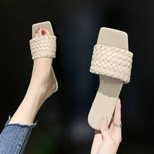 2020 New Brand Slippers Weave Leather Women Sandal Open Toe Flat Casual Slides Summer Outdoor Beach Female Flip Flops 2024 - buy cheap