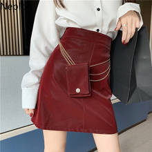 Neploe Korean High Waist Hip A Line Skirt Solid Leather Zipper Pocket Jupe Femme Autumn Spring 2020 New Wild Faldas Slim 48083 2024 - buy cheap
