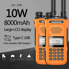 2 шт. натуральная Baofeng UV-10R иди и болтай Walkie Talkie 10 Вт высокой мощности Мощность Ham радио двухдиапазонный радио передатчик Тип C обновление UV-5R 2024 - купить недорого