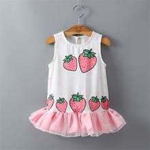 Summer Baby Girl Clothes Toddler Kid Baby Girls Sleeveless Strawberry Print Patchwork Tulle Ruffled Sundress Princess Tutu Dress 2024 - buy cheap