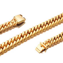 15MM Wide Cool Men Gold Color Jewelry Stainless Steel 7-40 Inches Necklace Or Bracelet Newest Curb Cuban Link Chain 2024 - buy cheap