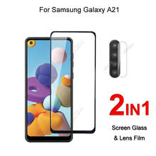 Стекло с полным покрытием для Samsung Galaxy A21, защита экрана, защитное закаленное стекло, Взрывозащищенная пленка для объектива камеры 2024 - купить недорого