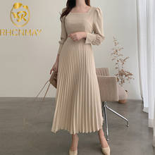 2020 New Autumn Women Korea Chic Pleated Dress Women's Long Sleeve Casual Solid Temperament Lady Dresses Vestidos 2024 - buy cheap