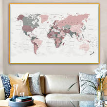 Self-adhesive Wall Sticker Modern World Map Blush Pink & Hunter Green Map of The World Poster Dorm Wall Art Home Decoration 2024 - buy cheap