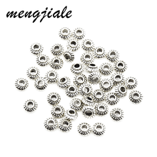 Espaciador de forma redonda de plata antigua, cuentas sueltas de aleación de Zinc, abalorios de Metal para pulsera DIY, fabricación de accesorios de joyería, 6x3mm, 80 Uds. 2024 - compra barato