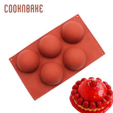 COOKNBAKE-Molde de silicona para repostería, molde redondo para hornear pan en forma de cúpula, de silicona, para Chocolate, hielo, o jabón con 5 agujeros 2024 - compra barato