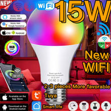 Lâmpada led inteligente wi-fi, funciona com alexa, google home, e27/b22, 10w, rgb rgbcw ou controle remoto ir, luz para o quarto 2024 - compre barato