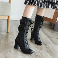 High Heels Women Ankle Boots Lace Up Fall Winter Platform Ladies Boots Large Size Fashion Shoes White Black Pink 2024 - buy cheap