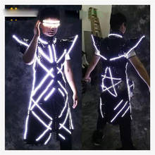 LED luminous costume Nightclub Bar Party stage show event Men dancer wear disco led coat glowing clothing 2024 - buy cheap