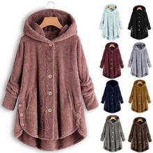 Plus Size Fashion Plush Warm Hooded Jacket Casual Ladies Faux Fur Coat Female Winter Long Sleeve Streetwear Womens Outerwear 2024 - buy cheap