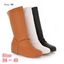 Spring Autumn Women Mid Calf Boots Booties Wedge Height Increasing Woman Short Boots botas Plus Size 34 - 40 41 42 43 2024 - buy cheap