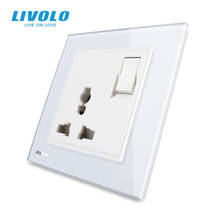 Toma de corriente estándar Livolo UK 1 gang, panel de cristal blanco de lujo, VL-W2C1B-12/11/13 2022 - compra barato