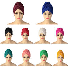 New Headwraps Hats for Women Solid Twist Ruffle Caps Chemo Beanies Turban Headwear Hats for Cancer Muslim Hijab India Hat Bonnet 2024 - buy cheap