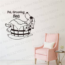 Grooming Salon Wall Sticker DIY Removable Paw Print Dog Taking A Bath Wall Decals Vinyl Home Decor PW156 2024 - buy cheap