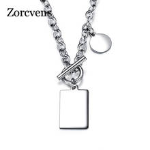 ZORCVENS Punk Silver Color Stainless Steel Necklace Fashion Street Hip Hop Geometric Square Round Pendant Necklaces for Man 2024 - buy cheap