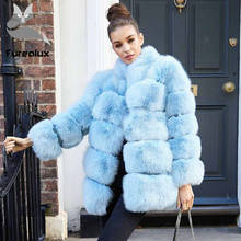 2019 Real Fox Fur Coat Winter Outerwear With Stand collar thick warm collar whose Skin Natural Fox Fur Coats for Lady Hot Sell 2024 - buy cheap