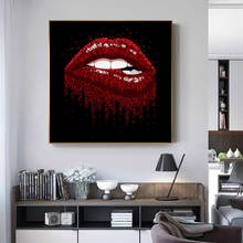 Pintura em tela arte de parede decoração de casa feminina sexy lábios vermelhos posteres e impressões pinturas arte imagem para design de sala de estar 2024 - compre barato