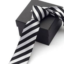 Brand New Men's High Quality Fashion 6CM Slim Black and White Striped Necktie Wedding Formal Neck Tie for Men with Gift Box 2024 - buy cheap