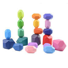 Kids Toys Wooden Building Block Colored Stone Creative Educational Toys Nordic Style Stacking Game Wooden Rainbow Stone 2024 - buy cheap