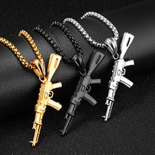 Golden Stainless Steel Color Black Personality Pistol Machine Gun Men'S Necklace Domineering Style Pendant Jewelry 2021 Trend 2024 - buy cheap