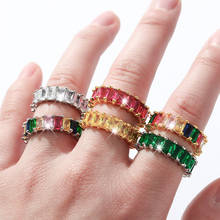 Anillo colorido de circonia cúbica para mujer y niña, accesorios para dedos, joyería para fiesta, regalos de cumpleaños para Amiga 2024 - compra barato