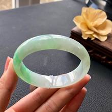 Send Certificate Natural Burmese Jade Light Green Two-color 54mm-64mm Bracelet Elegant Princess Bracelet Send Mom to Girlfriend 2024 - buy cheap