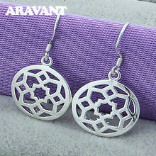 New Arrival 925 Silver Round Flowers Drop Earrings For Women Fashion Wedding Silver Jewelry 2024 - buy cheap