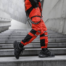 Cargo pants for men White Orange Black color Hiphop punk style Many pockets Patchwork 2020 Spring Summer 2024 - buy cheap