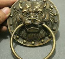 Máscara chinesa de bronze e cobre com cabeça de leão, estátua para porta, amarrador 2024 - compre barato