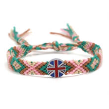 Boho Zinc Alloy The Union Flag Lucky Charm Handcrafted Bracelet Women Men Round Union Jack Patriotic Nation Pride Jewelry Gift 2024 - buy cheap