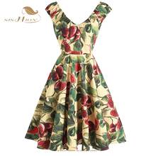 SISHION Floral Print V Neck Sexy Women Summer Dress vestidos VD1913 Short Sleeve Swing 50s 60s Retro Vintage Dresses 2024 - buy cheap